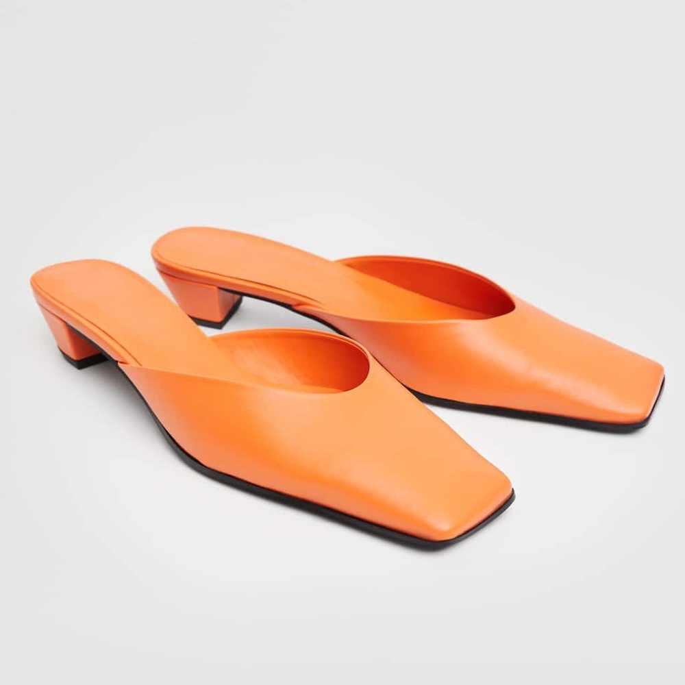Mango Orange Leather Mules size 38